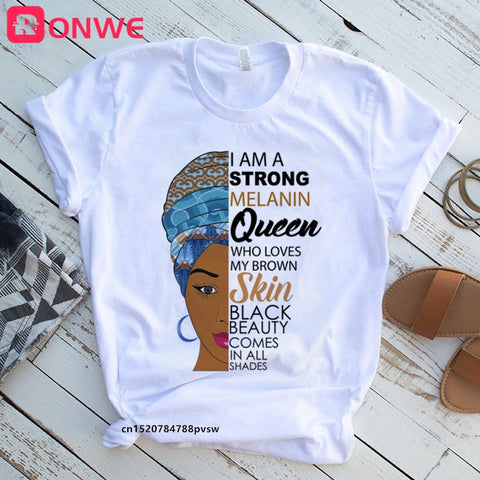 I Am A Strong Melanin Queen Short Sleeve T-Shirt