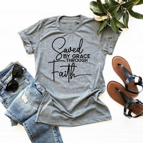 Saved By Grace Through Faith Short Sleeve T-Shirt